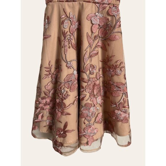 Two Sisters Pink Floral A-Line Embroidered Strappy Sleeveless Mini Dress Size 6 - Picture 8 of 11